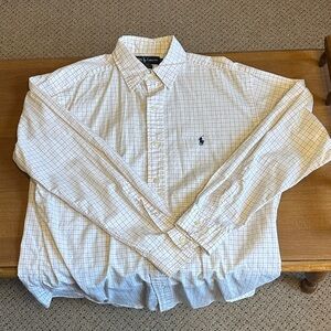 Polo by Ralph Lauren Y2K Men's Cream Checkered Button Down Shirt